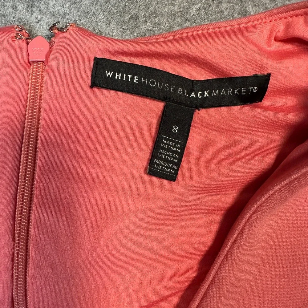 White House‎ Black Market V-Neck Sleeveless Dress 8 Coral Ponte Knit